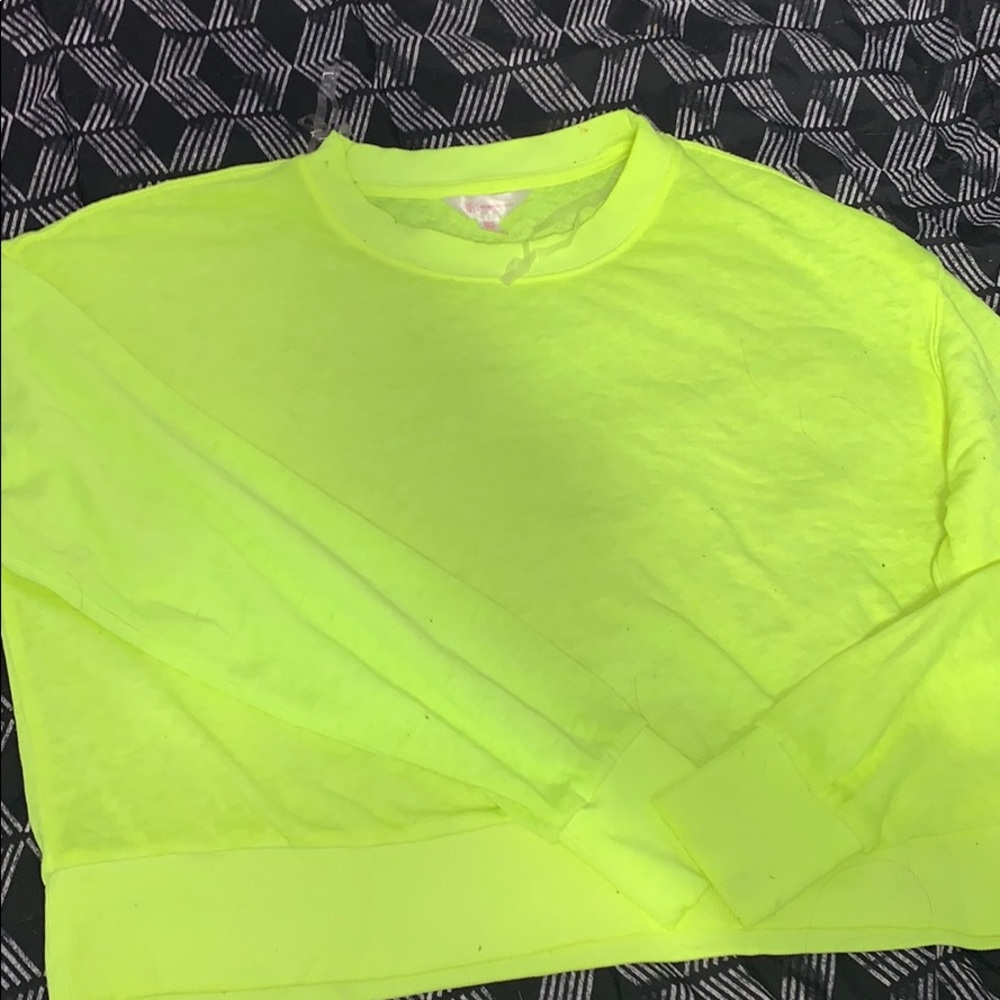 Bright neon yellow long sleeve cropped shirt